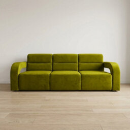 Upholstered Living Room Sofa Bed With Ottoman Foam Filling Wavy Springs Plastic Legs Wooden Frame Green - thumbnail 3