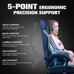 Luckracer Fabric Gaming Chair With Footrest, Ergonomic Computer Desk Chair With Pocket Spring Cushion Home Office Chair, Dark Blue - thumbnail 4