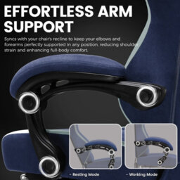 Luckracer Fabric Gaming Chair With Footrest, Ergonomic Computer Desk Chair With Pocket Spring Cushion Home Office Chair, Dark Blue - thumbnail 6