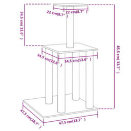 Walplus Cat Tree With Sisal Scratching Posts Light Grey 85.5 Cm - thumbnail 6