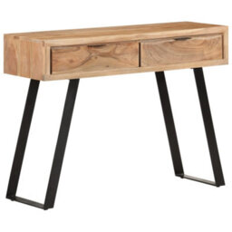 Berkfield Industrial Console Table 100X35X76 Cm Solid Acacia Wood With Live Edges - thumbnail 2