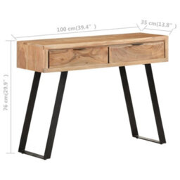 Berkfield Industrial Console Table 100X35X76 Cm Solid Acacia Wood With Live Edges - thumbnail 9