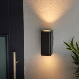 Anson Lighting Yola 2Lt Outdoor Wall Light Finished In Textured Black And Clear Glass - thumbnail 5