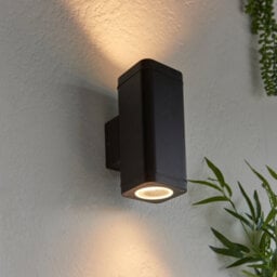 Anson Lighting Yola 2Lt Outdoor Wall Light Finished In Textured Black And Clear Glass - thumbnail 1