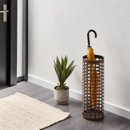 Wyld And Coco Tall Copper-Effect Umbrella Stand, Powder-Coated Iron Hallway Organizer, 580mm High - thumbnail 2