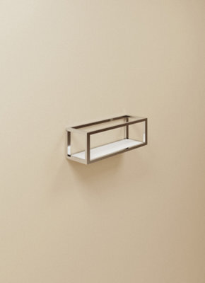 Cosmic Shelf With Towel Rail, Silver Gloss, Wall-Mounted, 35 Cm. Collection The Grid - image 1