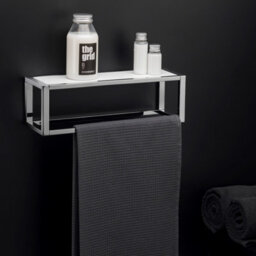Cosmic Shelf With Towel Rail, Silver Gloss, Wall-Mounted, 35 Cm. Collection The Grid - thumbnail 3