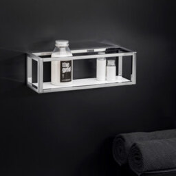 Cosmic Shelf With Towel Rail, Silver Gloss, Wall-Mounted, 35 Cm. Collection The Grid - thumbnail 2