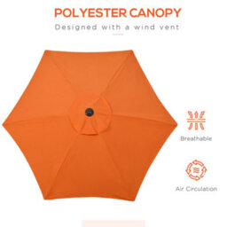 Outsunny 2M Parasol Patio Umbrella, Outdoor Sun Shade With 6 Ribs Orange - thumbnail 6