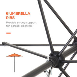 Outsunny 2M Parasol Patio Umbrella, Outdoor Sun Shade With 6 Ribs Orange - thumbnail 5