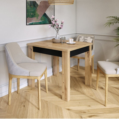 Heze Furniture Fonte 85 Modern Extending Dining Table - Artisan Oak & Black - image 1