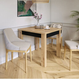 Heze Furniture Fonte 85 Modern Extending Dining Table - Artisan Oak & Black - thumbnail 1