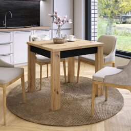 Heze Furniture Fonte 85 Modern Extending Dining Table - Artisan Oak & Black - thumbnail 2