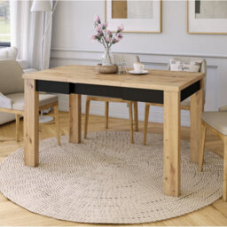 Heze Furniture Fonte 85 Modern Extending Dining Table - Artisan Oak & Black - thumbnail 3