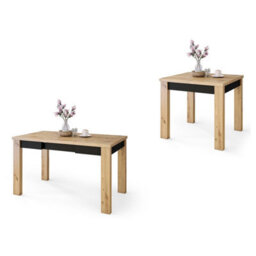 Heze Furniture Fonte 85 Modern Extending Dining Table - Artisan Oak & Black - thumbnail 7