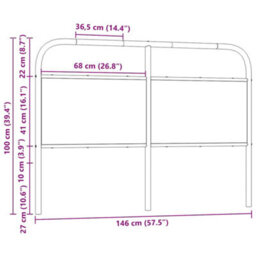 Berkfield Headboard Smoked Oak 140 Cm Steel And Engineered Wood - thumbnail 7