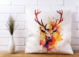 Warren Reed Designer Watercolour Stag Face Cushions 45Cm X 45Cm - thumbnail 2