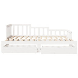 Berkfield Daybed With Trundle And Drawers Without Mattress White 90X190 Cm Single - thumbnail 4