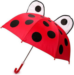 Kav Kids Striped Dome Umbrella - Lightweight, Auto-Open, Windproof & Waterproof Parasol For Boys & Girls - Frog & Ladybug - thumbnail 3