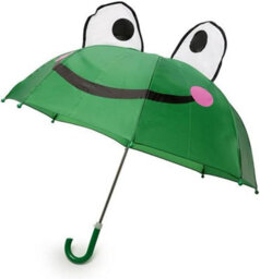 Kav Kids Striped Dome Umbrella - Lightweight, Auto-Open, Windproof & Waterproof Parasol For Boys & Girls - Frog & Ladybug - thumbnail 2