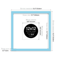"12X12"" Light Blue Picture Frame - 12X12"" Square Frame With 9X9"" Mount For 12X12""/9X9"" Pictures Art Deco Style Room Decor, 1 Pack" - thumbnail 2