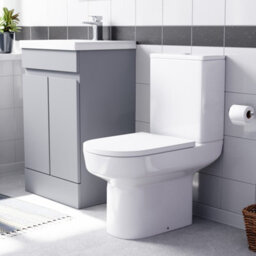 Nes Home Matte Grey 500mm Basin Vanity Unit & Rimless Close Coupled Toilet - thumbnail 3