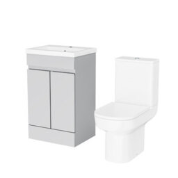 Nes Home Matte Grey 500mm Basin Vanity Unit & Rimless Close Coupled Toilet - thumbnail 6