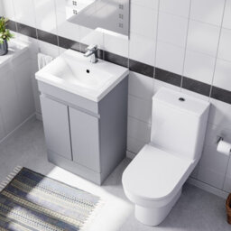 Nes Home Matte Grey 500mm Basin Vanity Unit & Rimless Close Coupled Toilet - thumbnail 4