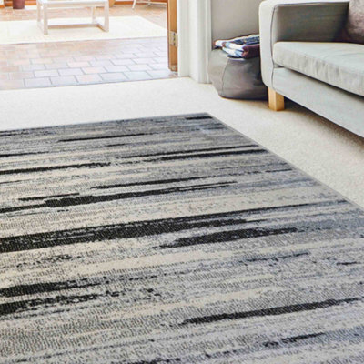 Melrose Chateau Soft Watercolour Grey Large Indoor Short Pile Rug 160/230 - image 1