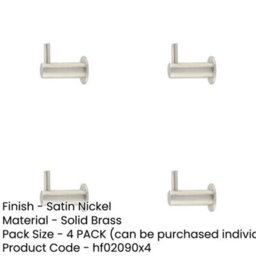 Loops 4 Pack Durable Satin Nickel Cupboard Hook For Stylish Organization - Wall Mounted Clothing Hook - thumbnail 2