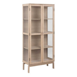 Wyld Haus Nakskov White Oak Panelled Display Cabinet With 2 Glass Doors, 1800 X 800 X 400 mm - thumbnail 3