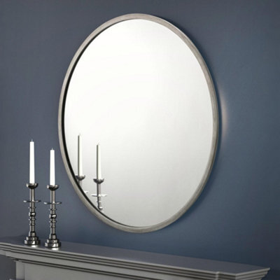 Julian Bowen Octave Pewter Wall Mirror, Metal Frame, Round, Wall Mounted, Horizontal Or Veritcal, 80 X 80 X 2Cm - image 1