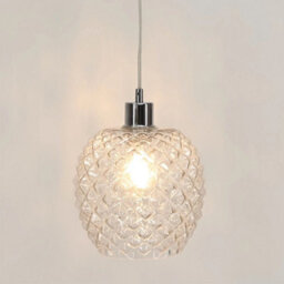 Set Of 2 Clear Textured Glass Globe Easy Fit Pendant Shades Ceiling Lightshades - thumbnail 3