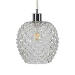 Set Of 2 Clear Textured Glass Globe Easy Fit Pendant Shades Ceiling Lightshades - thumbnail 4