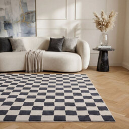 The Rugs Loft Navy And Ivory Checkerboard Living Room Area Rug And Runners Soft Pile - thumbnail 4
