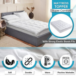 Home Treats Mattress Topper Small Double Thick Comfortable Quilted Bed Topper With Elastic Straps  1200mm X 1900mm - thumbnail 9
