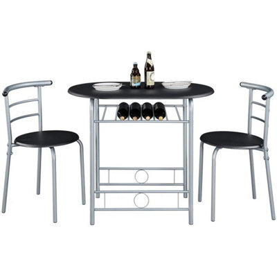 Black 3 Piece Dining Room Set Modern Round Table Set Of 2 For Kitchen, Living Room - image 1