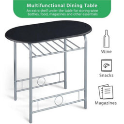 Black 3 Piece Dining Room Set Modern Round Table Set Of 2 For Kitchen, Living Room - thumbnail 4