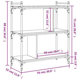 Berkfield Bookcase 3-Tier Grey Sonoma 76X32X88 Cm Engineered Wood - thumbnail 9