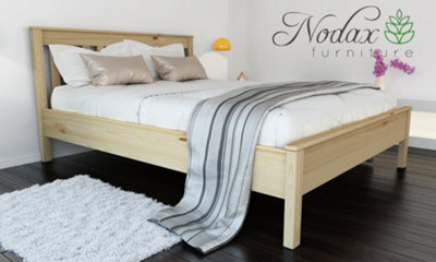 Nodax Double Bed Frame Capella, F17, Solid Pine Wood, Easy Assembly, Sturdy Slats & Extra Support Legs, 4Ft 6In, Pine Finish - image 1