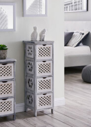 Livivo Minerva 4 Drawer Chest Of Drawers Grey White Small Bedroom Storage Unit Rustic Scandi Drawer Cabinet - thumbnail 9