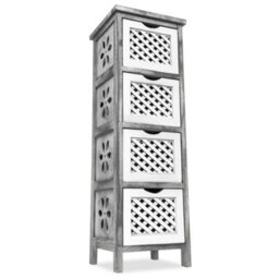 Livivo Minerva 4 Drawer Chest Of Drawers Grey White Small Bedroom Storage Unit Rustic Scandi Drawer Cabinet - thumbnail 5