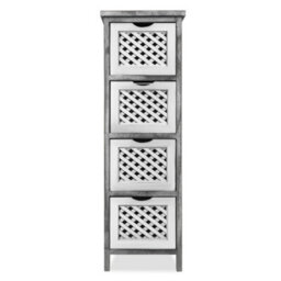 Livivo Minerva 4 Drawer Chest Of Drawers Grey White Small Bedroom Storage Unit Rustic Scandi Drawer Cabinet - thumbnail 4