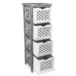 Livivo Minerva 4 Drawer Chest Of Drawers Grey White Small Bedroom Storage Unit Rustic Scandi Drawer Cabinet - thumbnail 7