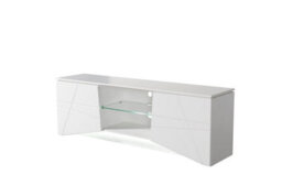 Amos Mann Furniture Emone Large White Gloss Tall Tv Cabinet With Led Lights - thumbnail 3
