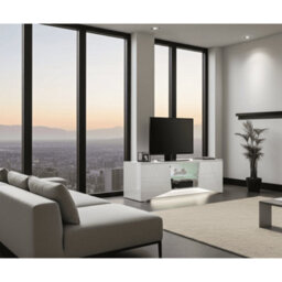 Amos Mann Furniture Emone Large White Gloss Tall Tv Cabinet With Led Lights - thumbnail 5