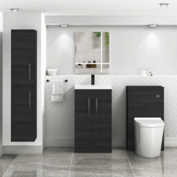 Royal Bathrooms Turin Hale Black 500mm Floor Standing Vanity Unit 2 Door With Mid-Edge Basin Sink & Matt Black Handles - thumbnail 4