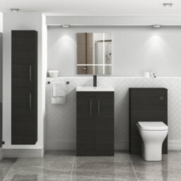 Royal Bathrooms Turin Hale Black 500mm Floor Standing Vanity Unit 2 Door With Mid-Edge Basin Sink & Matt Black Handles - thumbnail 2