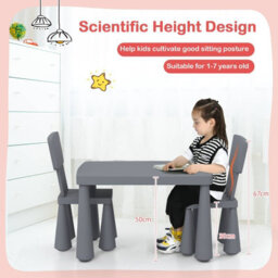 Costway 3 Pcs Kids Table And Chair Set Toddler Activity Center Children Writing Desk - thumbnail 5