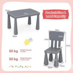 Costway 3 Pcs Kids Table And Chair Set Toddler Activity Center Children Writing Desk - thumbnail 3